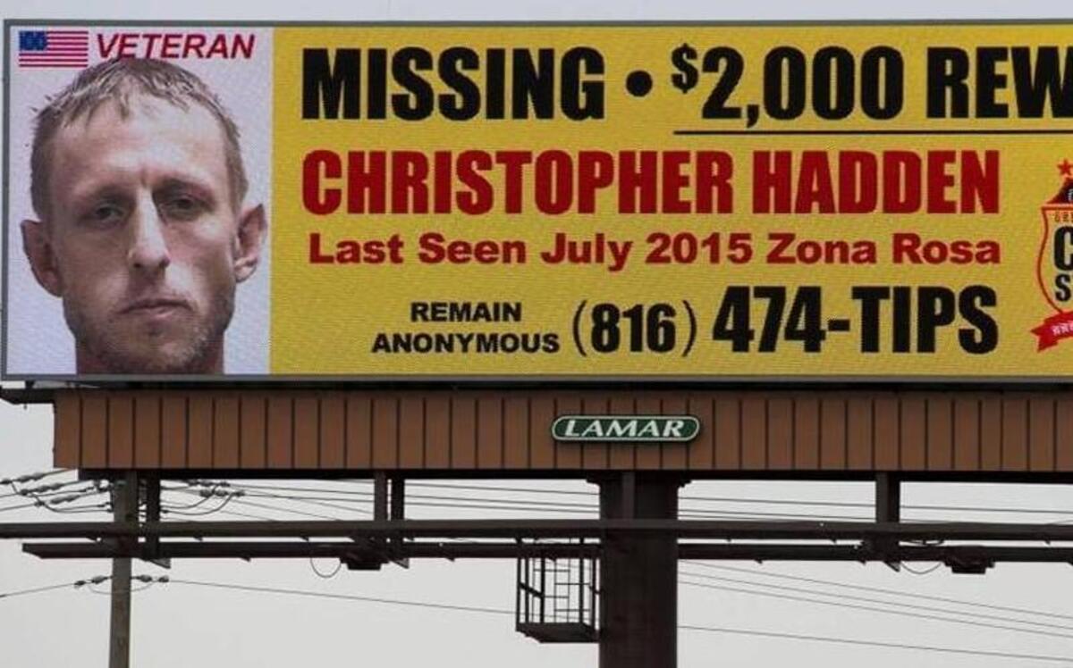 Donald Christopher Hadden was last seen near Zona Rosa in July 2015. His remains were found Sunday in Clinton County.