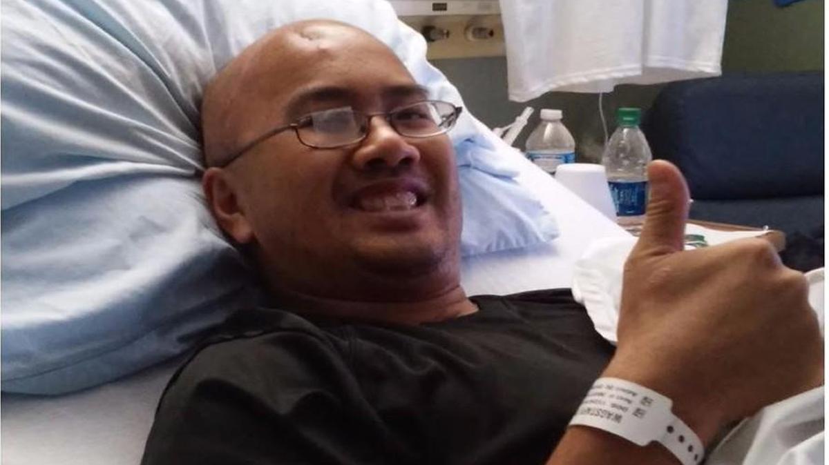 Independence Police Officer Tom Wagstaff gives a thumbs up in this photo posted Monday to a GoFundMe page set up for Wagstaff.