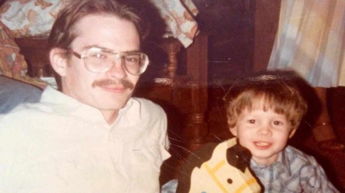 Mark Weibel (left) was murdered in 1989. He’s pictured with his son, David, who was 12 when his father was murdered.