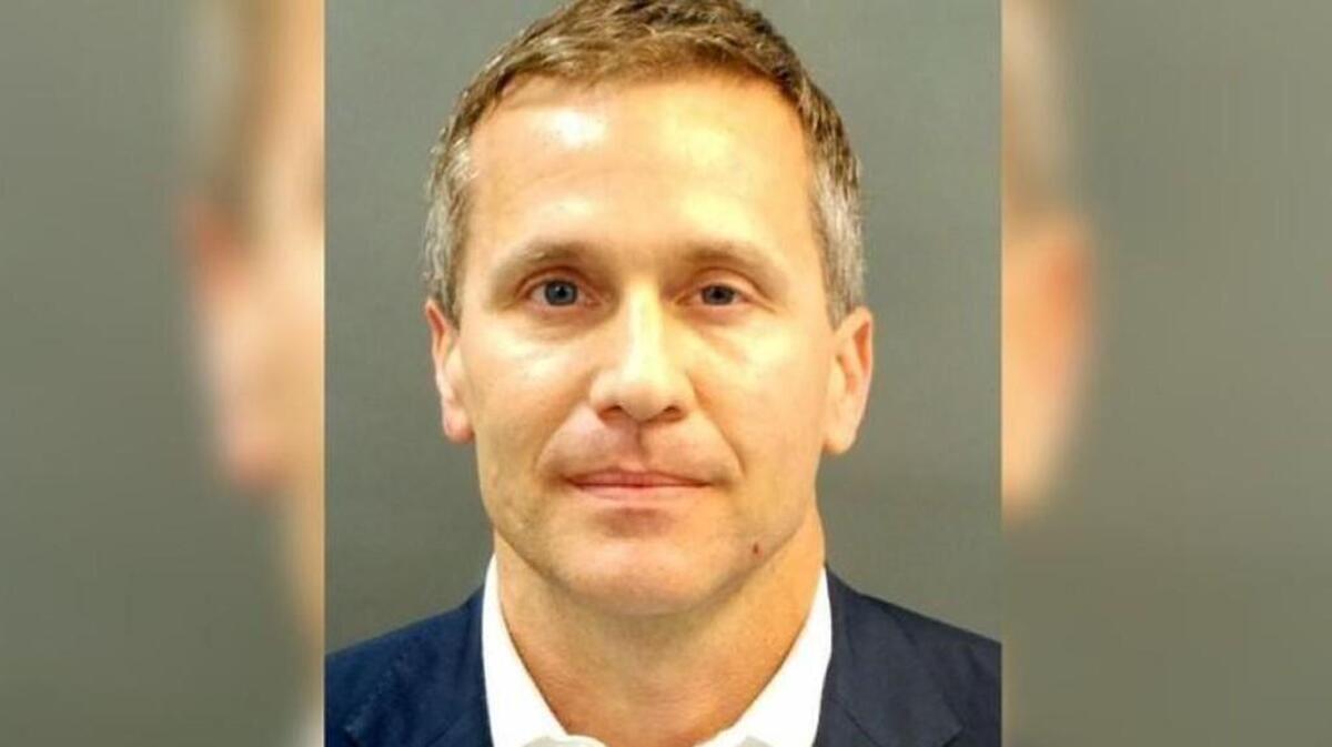 This is the booking mugshot of Gov. Eric Greitens from the St. Louis Police Department. Greitens was indicted Thursday afternoon by a St. Louis grand jury on a felony charge of invasion of privacy.
