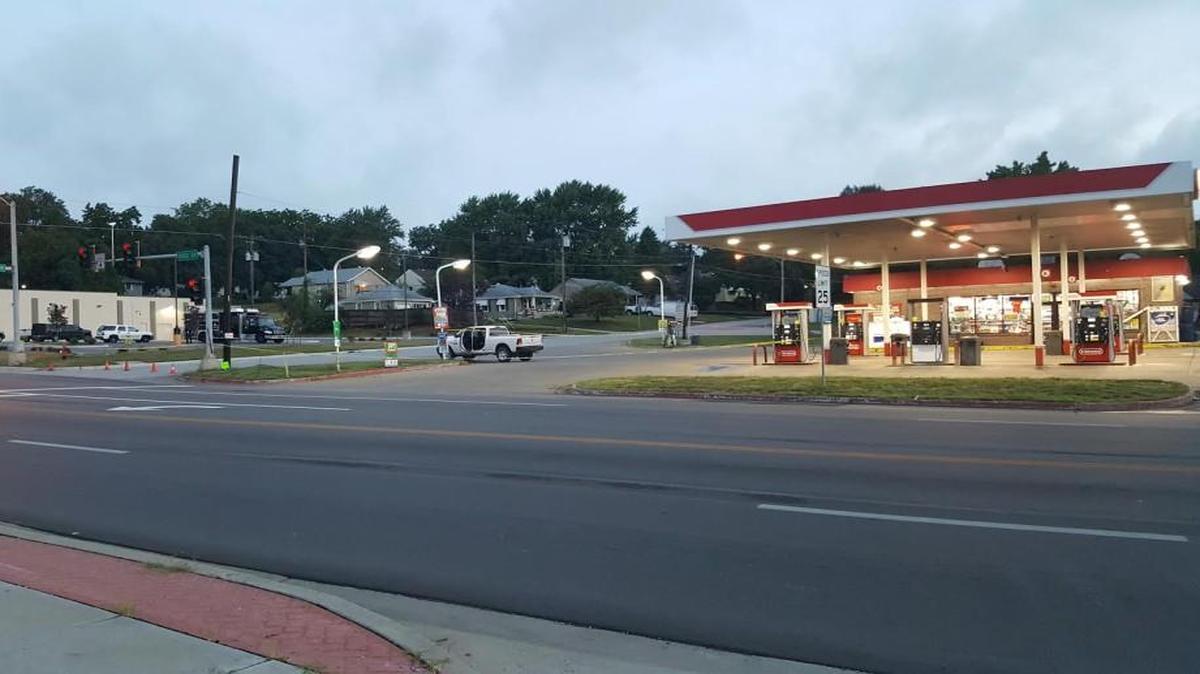 An Independence police officer followed a stolen truck to this gas station, where two people were arrested.