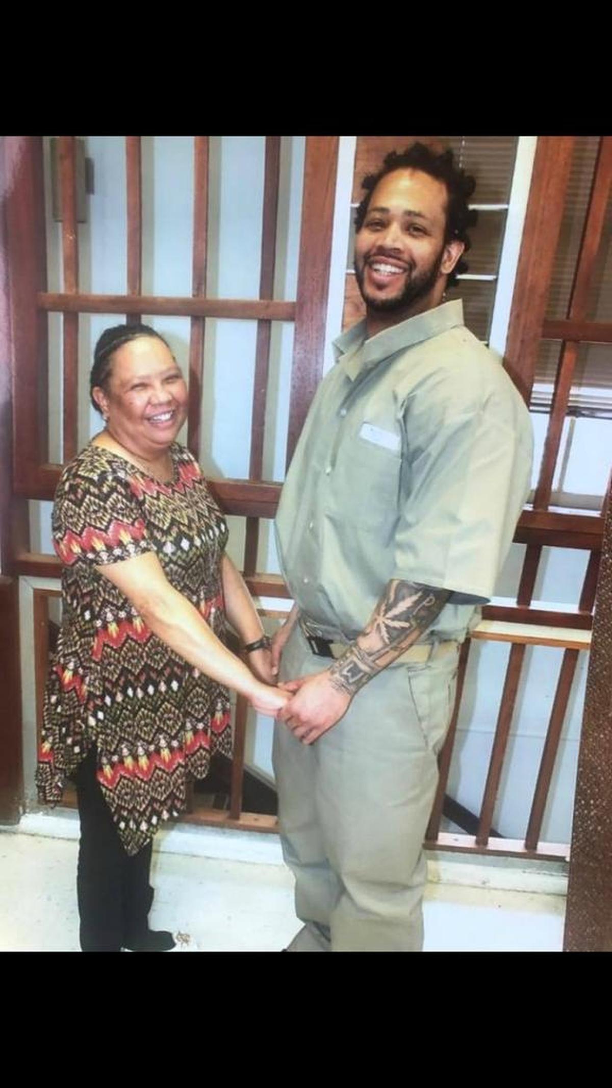 David Willard with his mother, who was visiting him in prison in this undated photo.