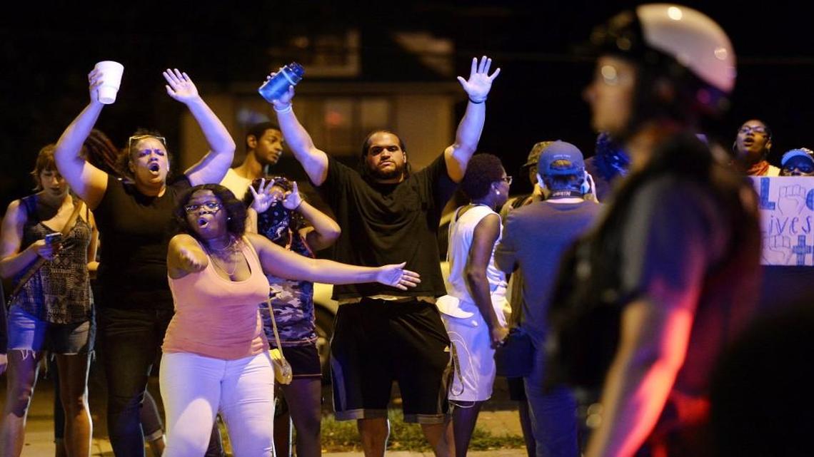 Black Lives Matter protesters taunted a Kansas City police officer on July 8 at 29th Street and Prospect Avenue.