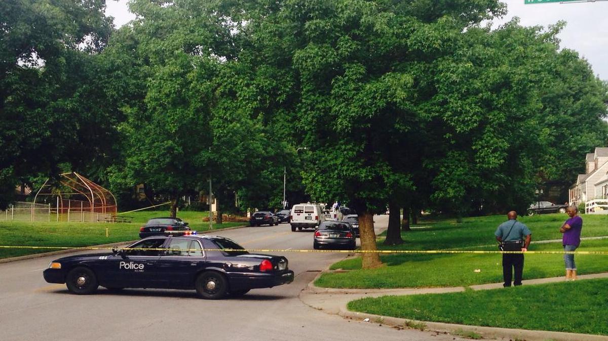 
Kansas City police on Thursday investigated the shooting of a sword-wielding man by an officer. 
