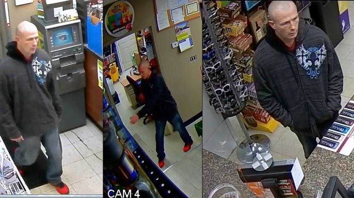 Police are looking for the man suspected of stealing from Zedz convenience store in Claycomo and then allegedly robbed the Little Ceasar’s in Gladstone and the Phillips 66 Mini-Mart in Kansas City, North. on Dec. 29.