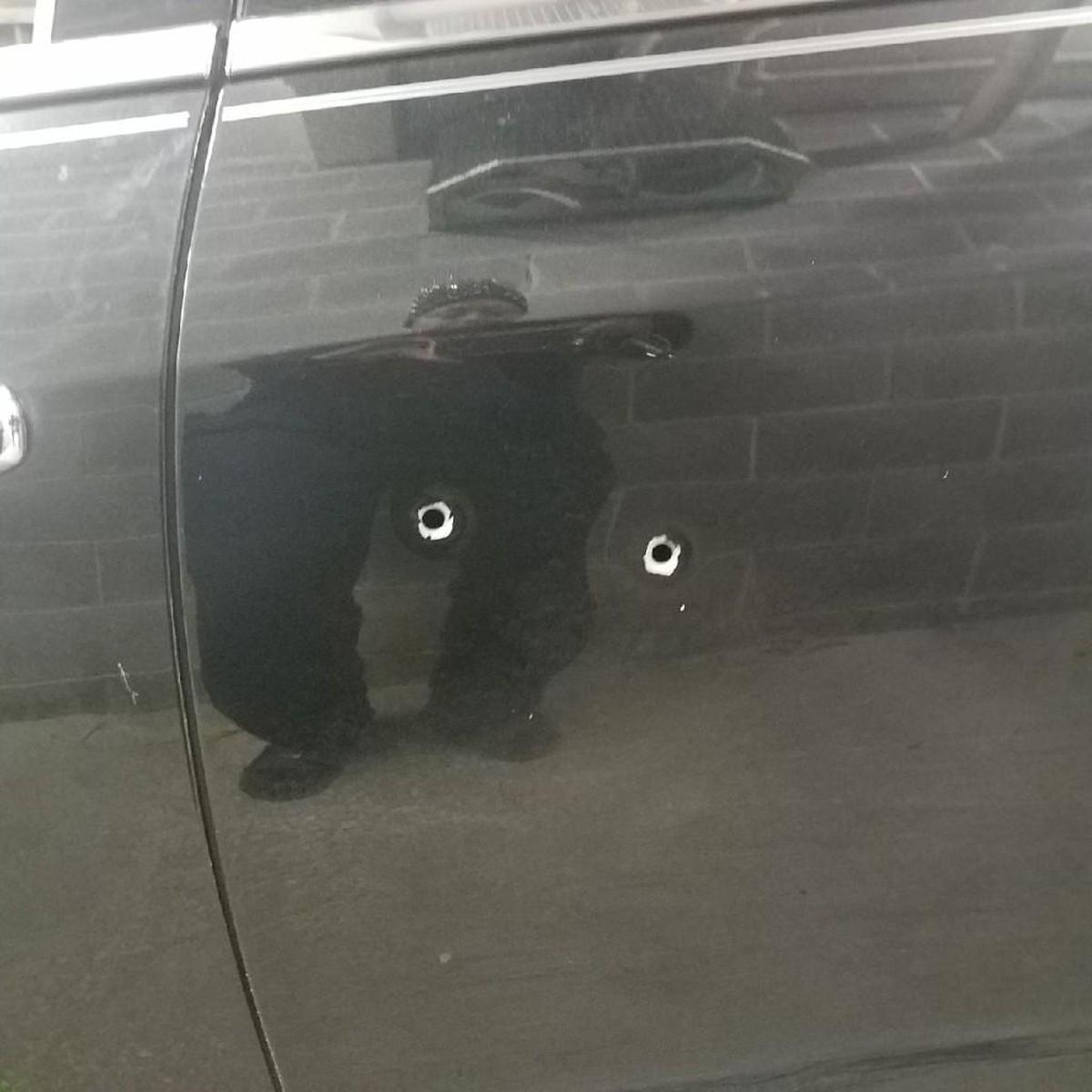 Bryanna Spencer’s car took two bullet holes after Kareem McCoy-Lee allegedly tried to shoot her as she was driving Tuesday.