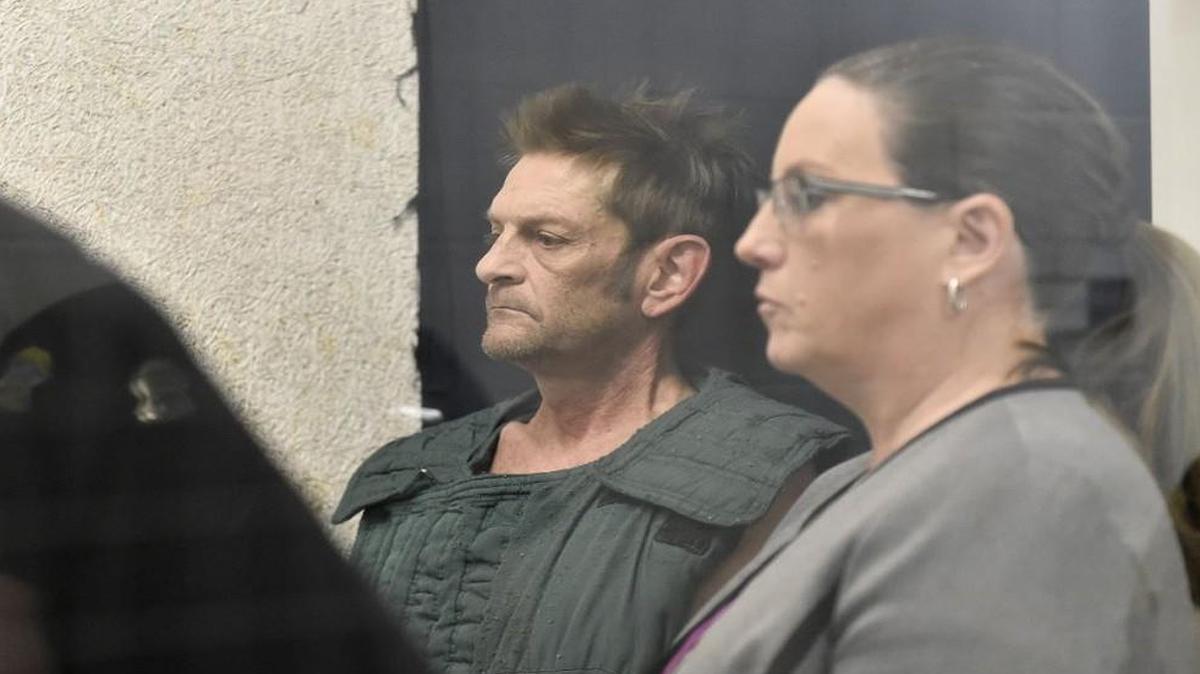Adam Purinton appeared by closed circuit TV in court from the Johnson County detention center Monday. Purinton appeared with his public defender, Michelle R. Durrett.