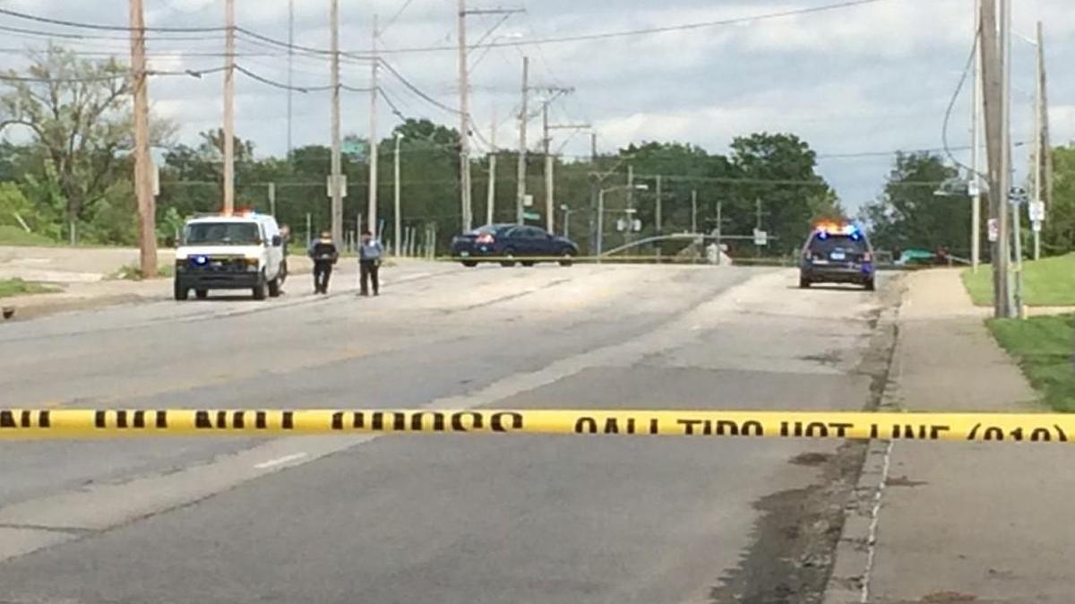 Police were called about 3:20 p.m. Monday to 63rd and Olive streets on a shooting. A man in his mid-20s was driving west on 63rd Street when he was shot by an occupant of a light-colored compact vehicle. After being shot, the victim crashed into a pole. A female passenger then drove him to a hospital in serious condition.