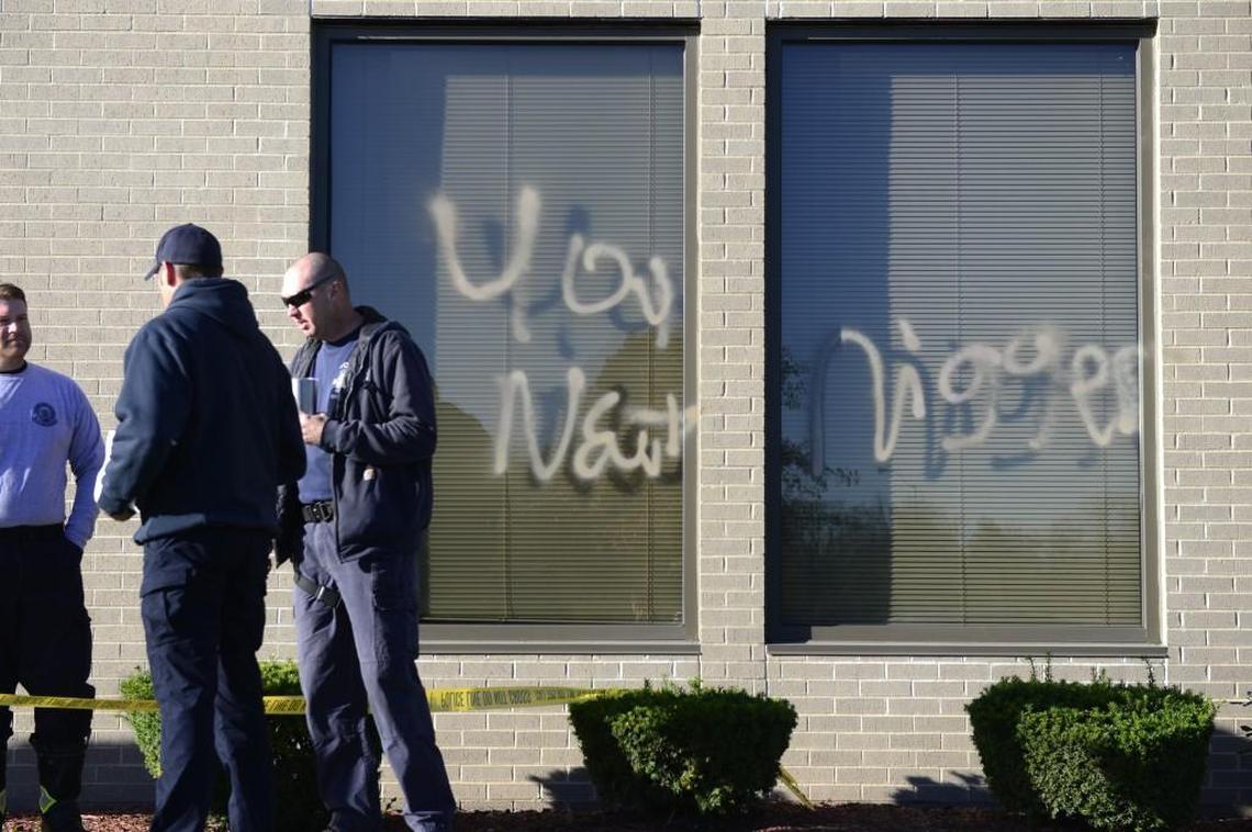 Churchgoers found racist graffiti on the main entrance of Concord Fortress of Hope Church at 11050 Longview Parkway in south Kansas City.