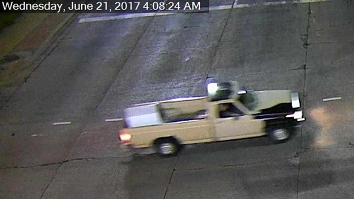 The Olathe Police Department says this truck was involved in the theft of a trailer from a parking lot in the 300 block of North Rogers Road the morning of June 21.