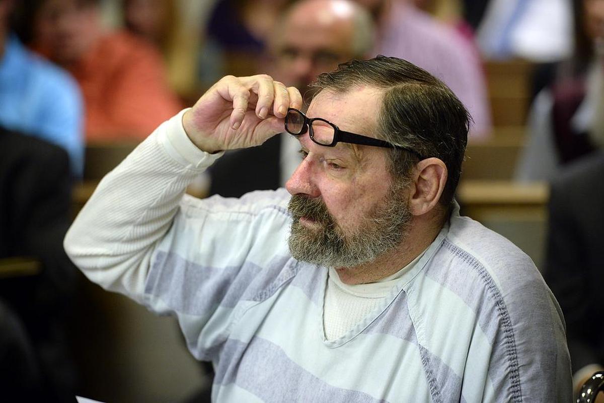 F. Glenn Miller Jr. reacted in court Tuesday morning at his sentencing hearing in Johnson County District Court in Olathe, Kan. District Judge Kelly Ryan has the option of following the jury’s death sentence recommendation or sentencing Miller, also known as Frazier Glenn Cross Jr., to life in prison without parole. Miller has admitted killing three people, Terri LaManno, William Corporon and Reat Underwood on April 13, 2014.