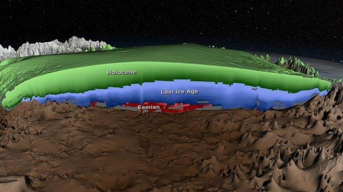 
Radar map of Greenland may foretell future
Ice-penetrating radar shows ice layers in Greenland from different historical times. The oldest, in dark blue, is from about 115,000 years ago, when the Earth was roughly as warm as today.


