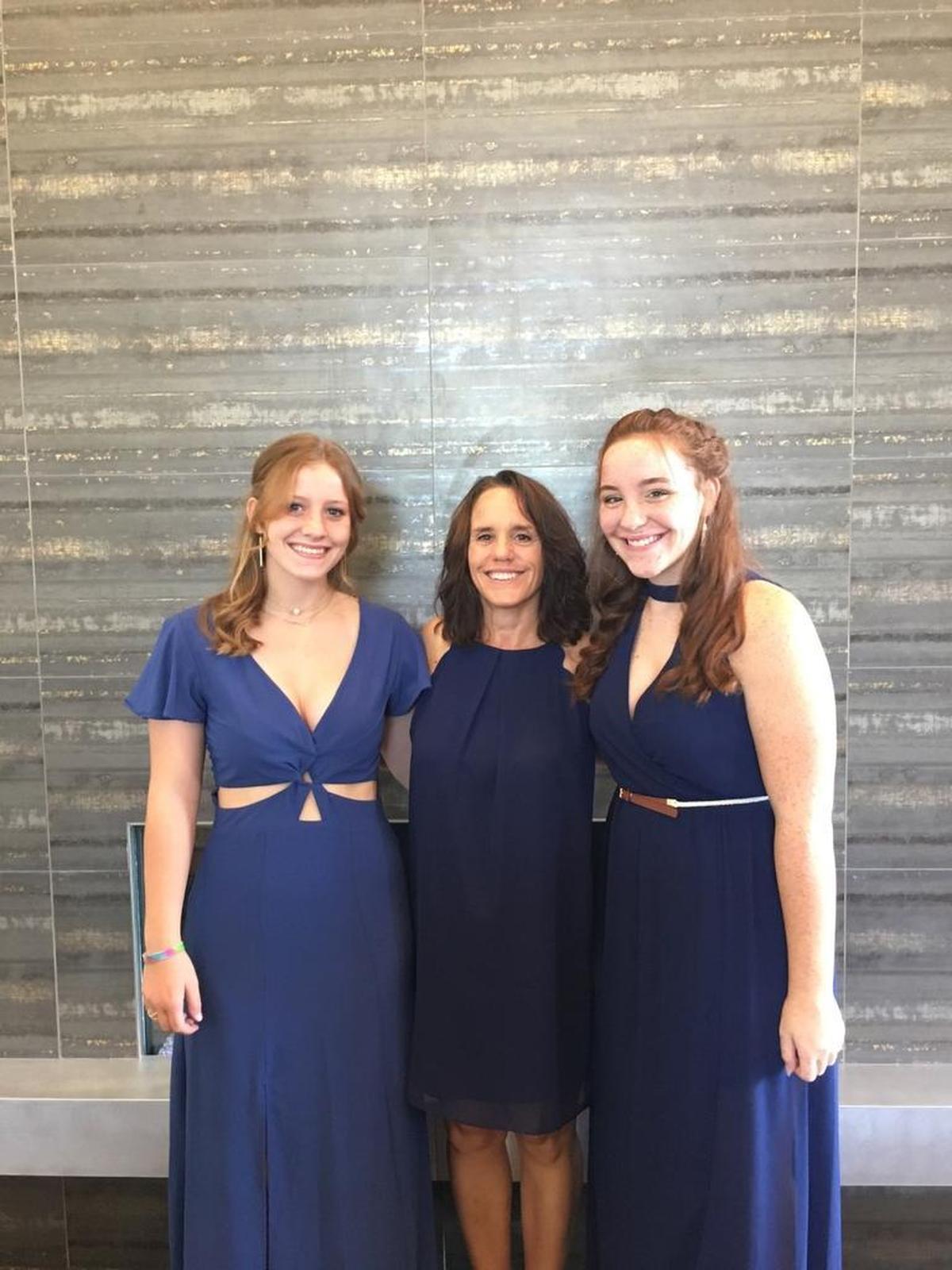 Aria Luft (right) with her mother, Lisa Luft, and sister, Brianna Luft. All three and friend Saleena Senzee were killed in a crash one day after Christmas in Kansas.