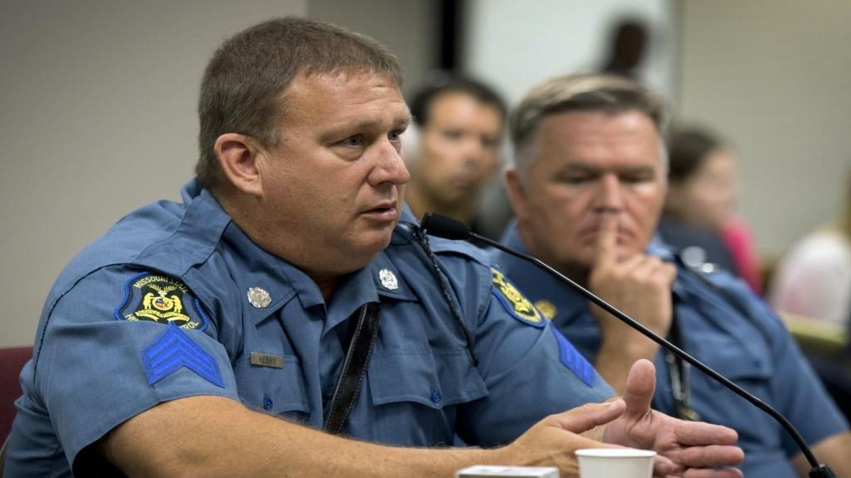 Missouri Highway Patrol Sgt. Randy Henry (left) testified last October alongside then patrol superintendent Col. Ronald Replogle as a special legislative committee reviewed the merger of the Missouri Water Patrol into the Highway Patrol. On Friday, a former special prosecutor withdrew a complaint against Henry.