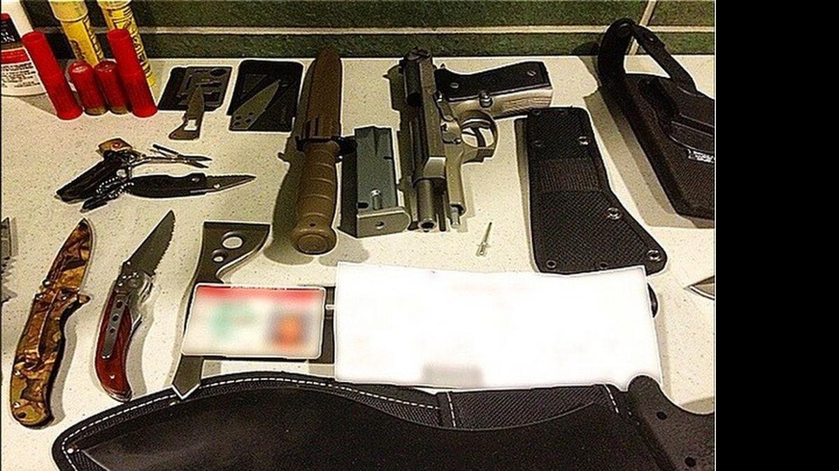 
The TSA posted this photo of weapons found in a traveler’s carry-on bag at KCI this week. 
