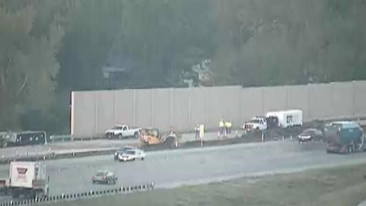 The ramp from northbound Interstate 35 to U.S. 69 in Pleasant Valley near Liberty remained closed for the morning’s rush hour after a crash involving a tractor-trailer late Wednesday.