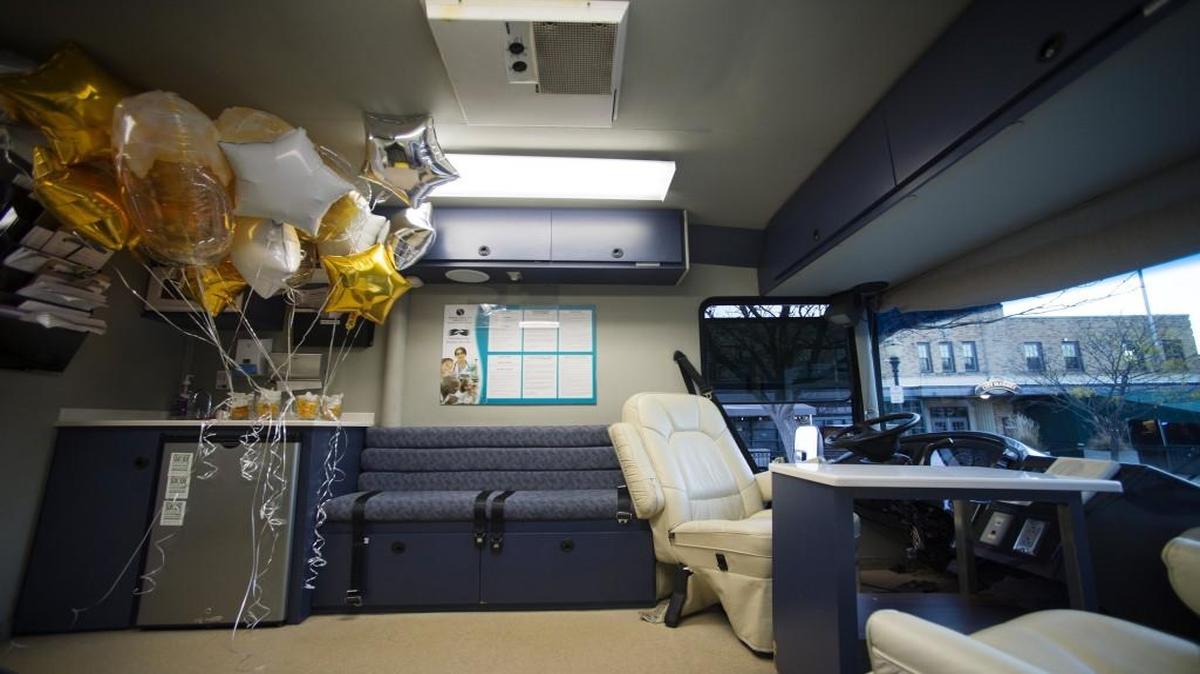 The Swope Health Services Mobile Medical Unit was open for tours Saturday during the fundraiser “Socks and Hops,” at the River Market, which benefited the homeless in Kansas City.