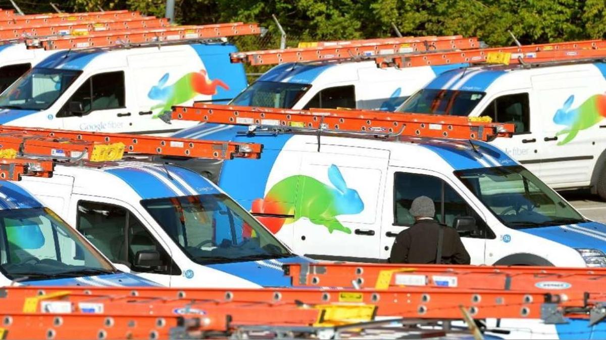 Google Fiber installation trucks.