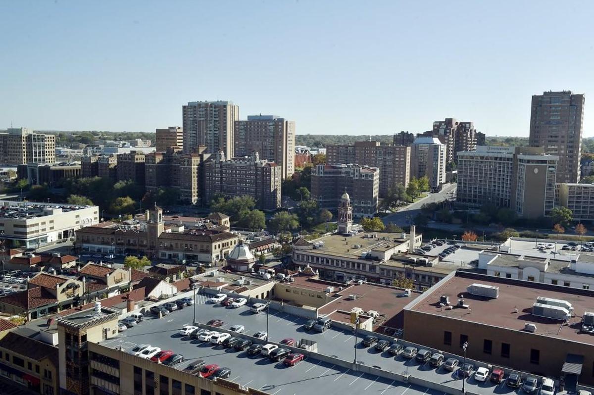 The Lockton Tower office building at 444 W. 47th St. has a great view of the Country Club Plaza. Here is the view from the 10th floor.