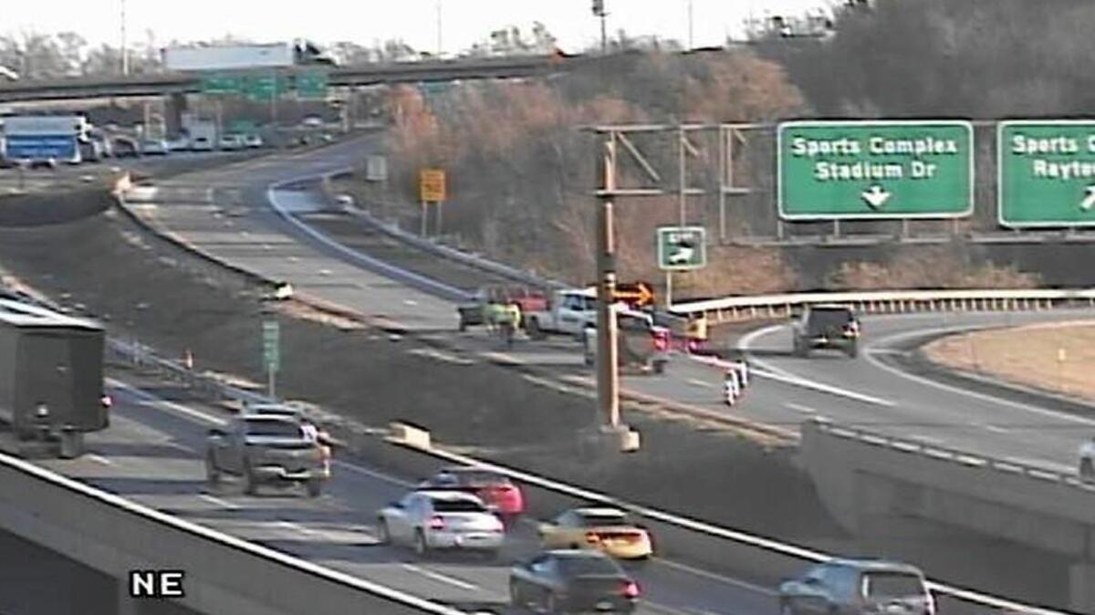 A crash Tuesday morning closed the exit to Stadium Drive from northbound Interstate 435.