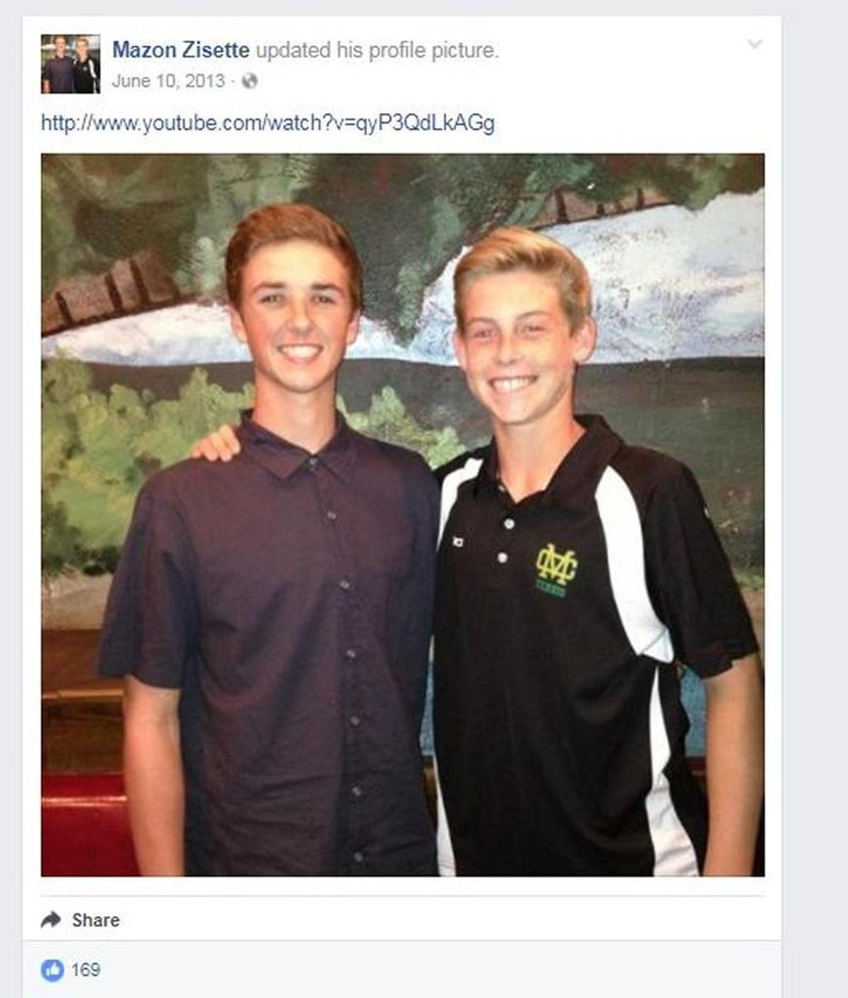 Mason Zisette (left) in a Facebook post.