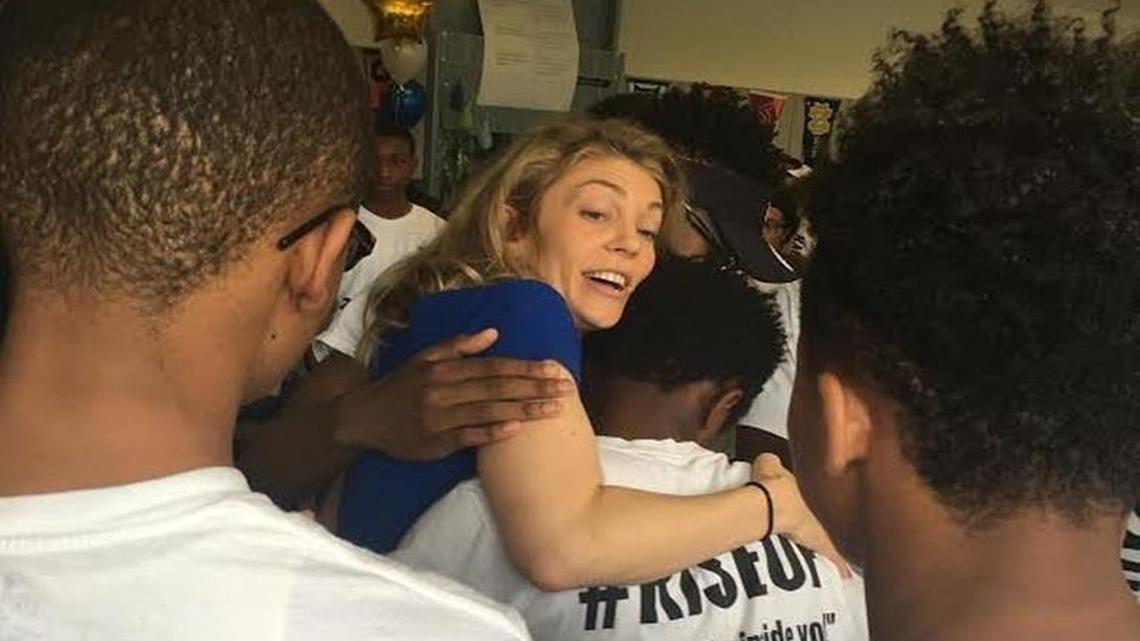 Hannah Lofthus, founder and CEO of the Kauffman School, expressed her pride in her students as test scores came in.