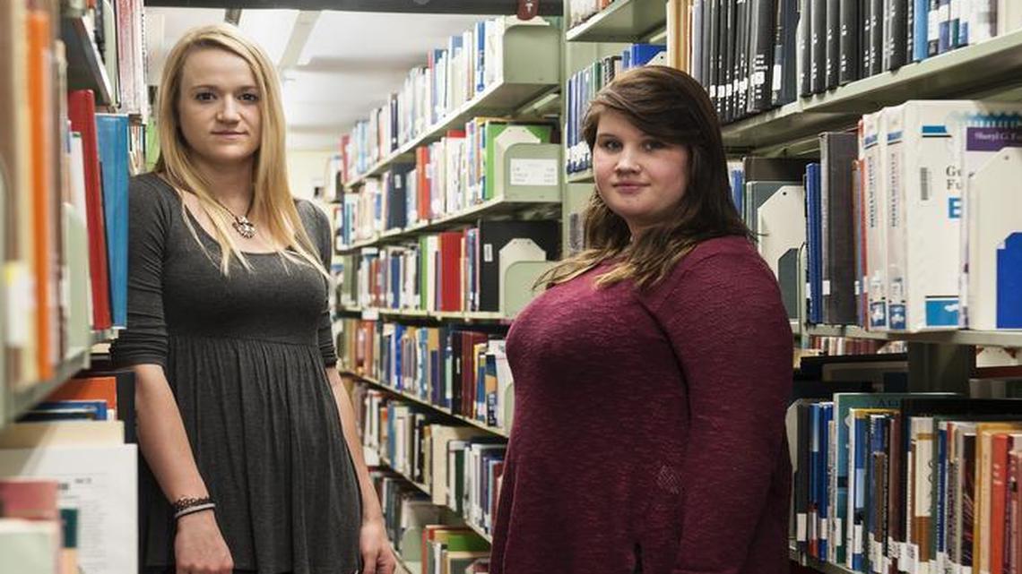 Filing suit against K-State are students Sara Weckhorst (left) of Pennsylvania and Tessa Farmer of Overland Park, who say the university failed to investigate their accusations of rape at fraternities.