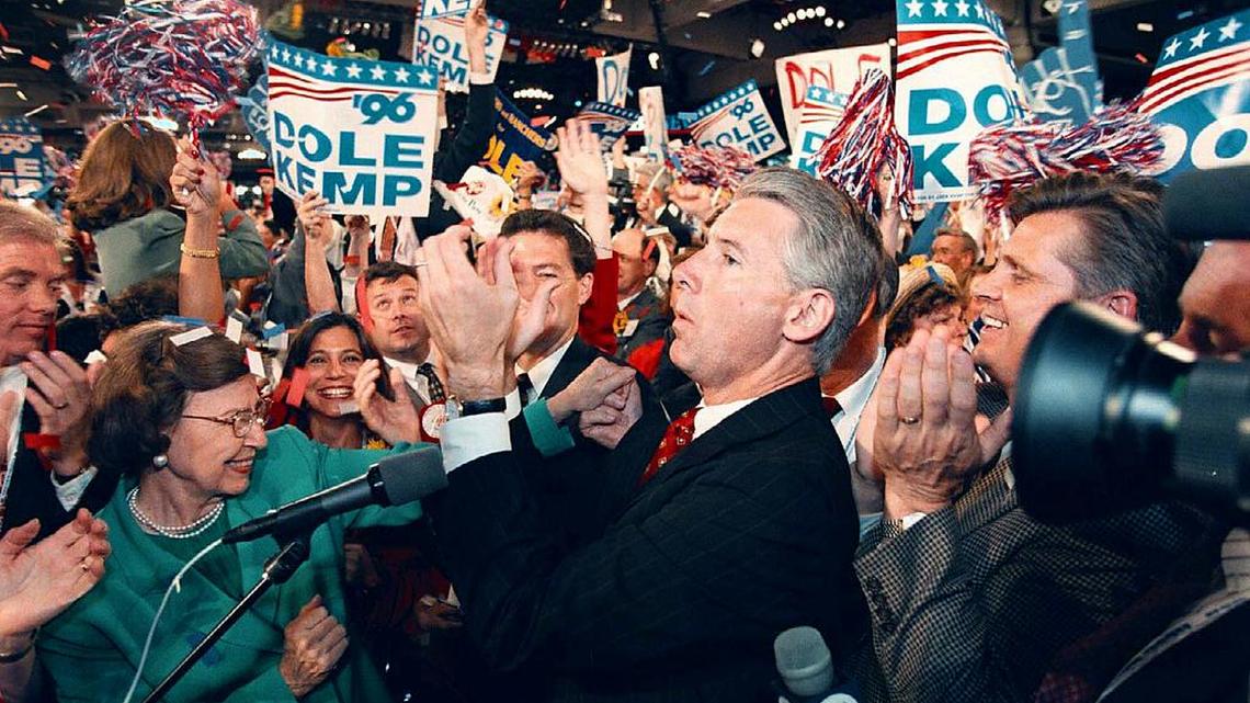Kansas Gov. Bill Graves celebrated along with the rest of the Kansas delegation as he nominated Bob Dole for President in 1996 in San Diego.