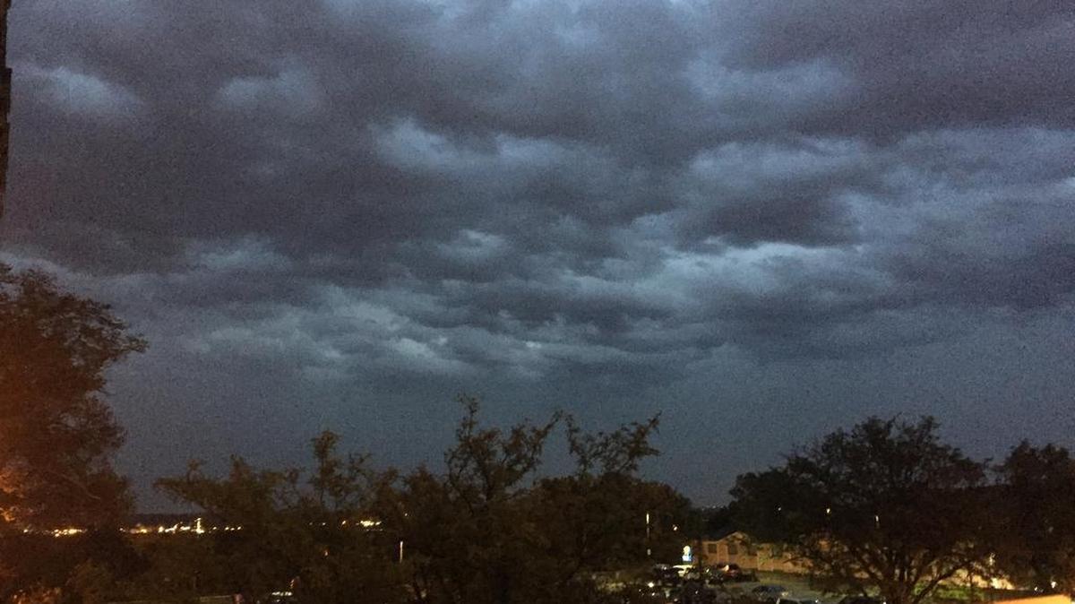 The National Weather Service issued a severe thunderstorm warning lasting through 6:15 a.m. in the Kansas City-area on Tuesday. The area experienced similar storms, pictured here, last week.