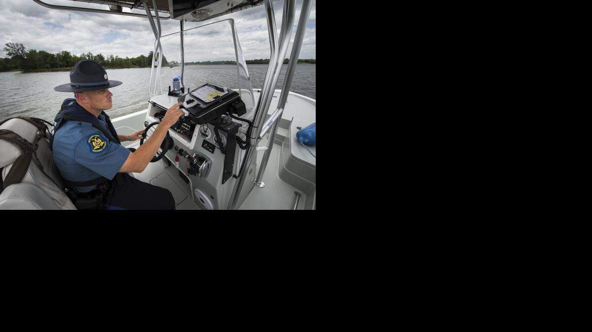 
Trooper Cory Bradshaw of the Missouri Highway Patrol policed Longview Lake on Wednesday.
