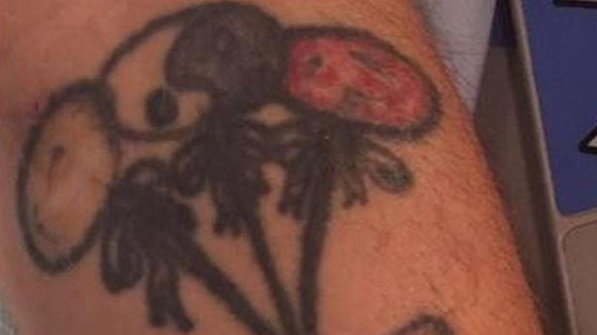 Police distributed photos of a hospitalized man’s tattoos in an effort to identify him after he was struck by a vehicle Sunday evening near Noland Road and 42nd Terrace.