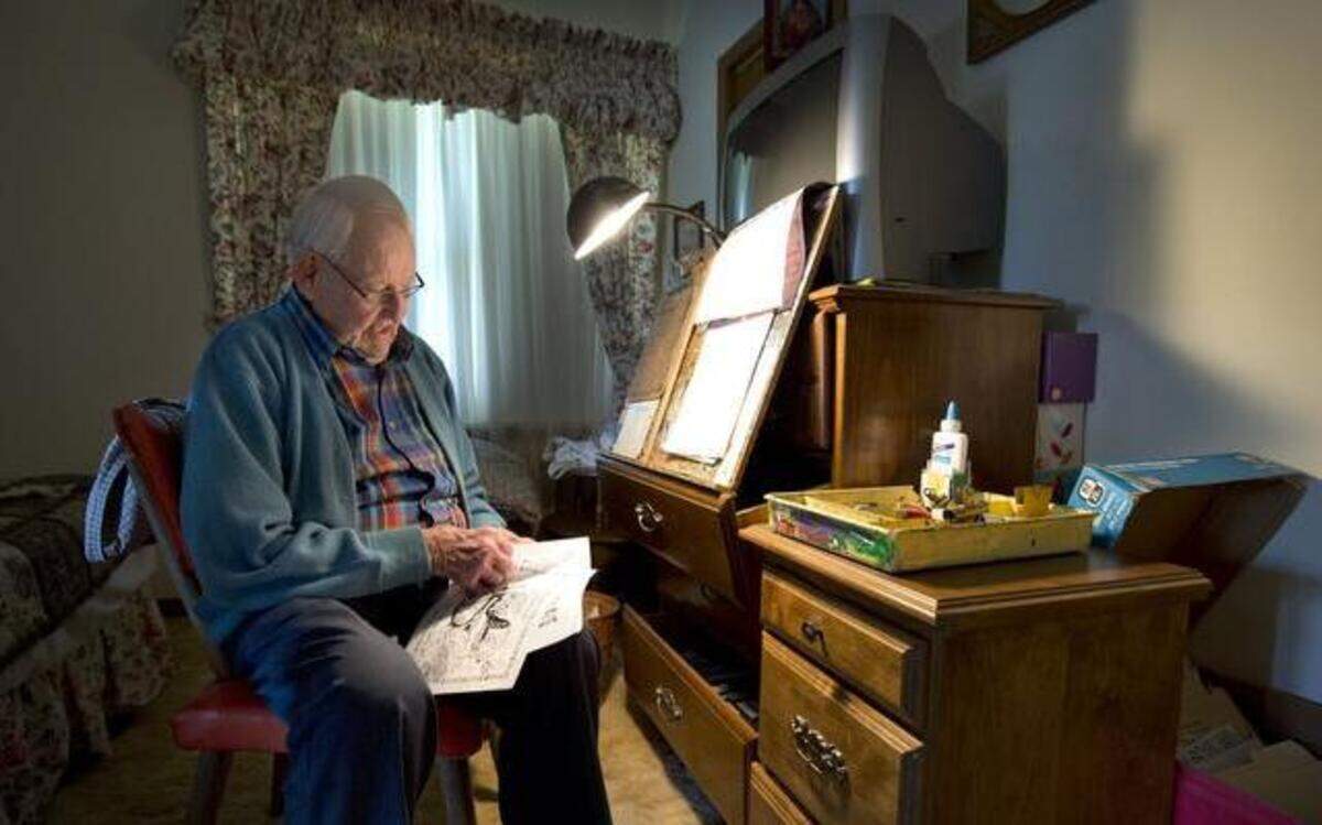 Even though Joe McCarty says he is retired from drawing cartoons, he still has workspace in his home.