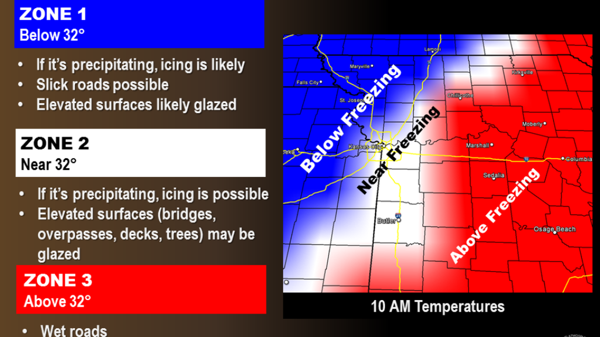 A freezing rain advisory is in effect for Kansas City until 6 a.m. Saturday.