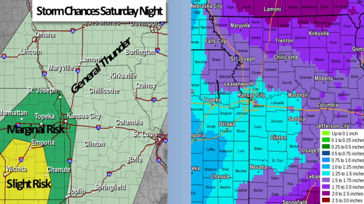 The Kansas City area can expect one to two inches of rain throughout the weekend.