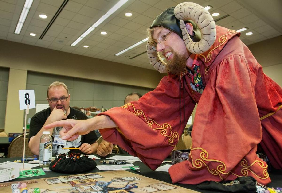 At a previous KantCon convention in Overland Park, Tim the Enchanter from “Monty Python and the Holy Grail” (Tim Neppel of Olathe) served as game director and teacher for the Pathfinder Adventure card game.