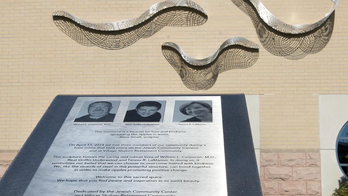 A dedication ceremony for a sculpture created by artist Jesse Small to honor the three shooting victims that were killed outside of the Jewish Community Campus and Village Shalom in Overland Park in April of 2014 was dedicated in the presence of family and friends of the victims on Tuesday, April 12, 2016, at the Jewish Community Center in Overland Park.