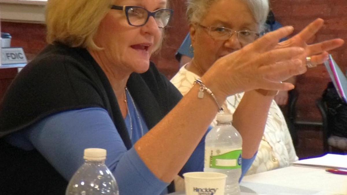 
U.S. Sen. Claire McCaskill brought her Missouri Agriculture Tour to Kansas City’s Nutter Ivanhoe Neighborhood Center on Wednesday to discuss urban food deserts with area growers and representatives from several agencies. Margaret May, executive director of the Ivanhoe Neighborhood Council, listened.
