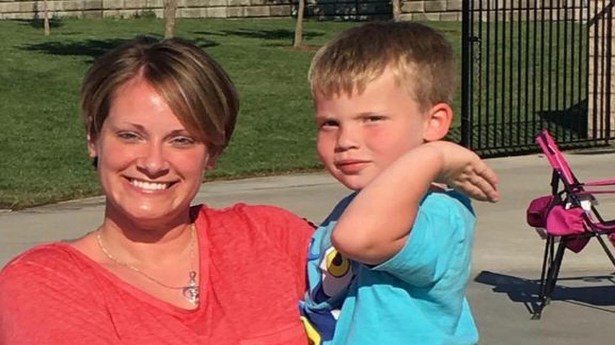 Three-year-old Brody Hunninghake of Topeka, who is deaf, took a six-hour bus ride to school in the Kansas City area on Monday — but never made it. He is here with his mother, Amanda Hunninghake.