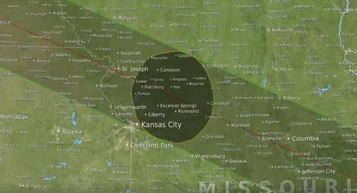 NASA’s visualization of the total solar eclipse shows precise path of totality.