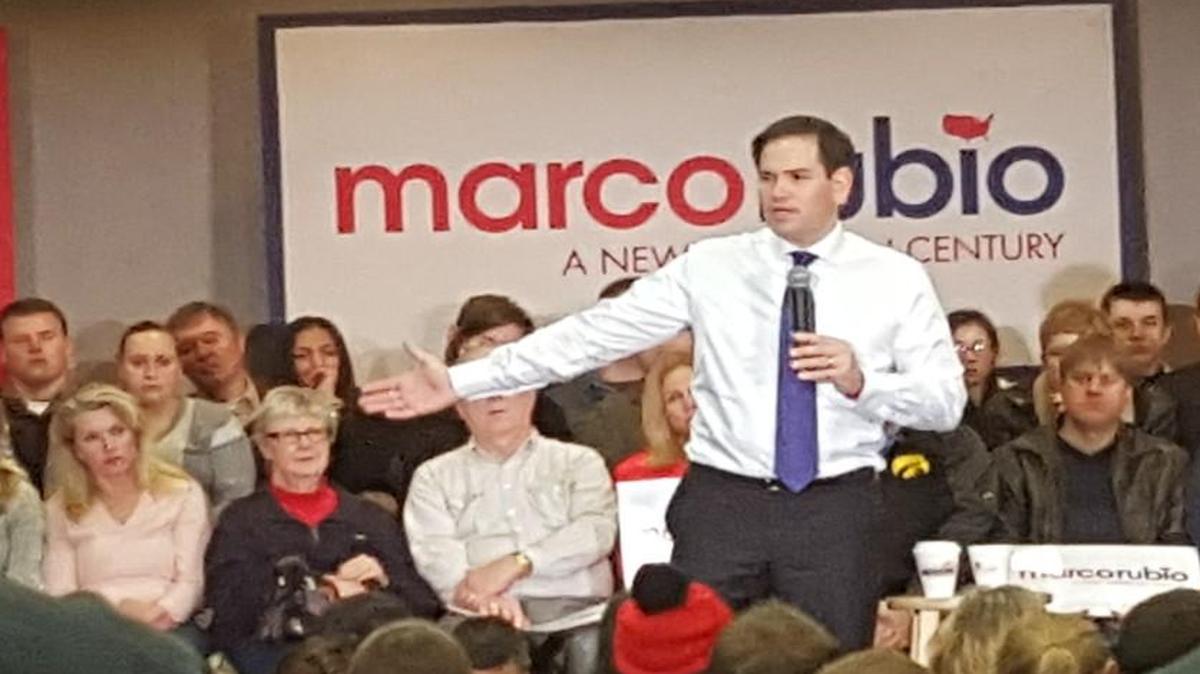 U.S. Sen. Marco Rubio appeared Saturday at a campaign event in Johnston, Iowa.