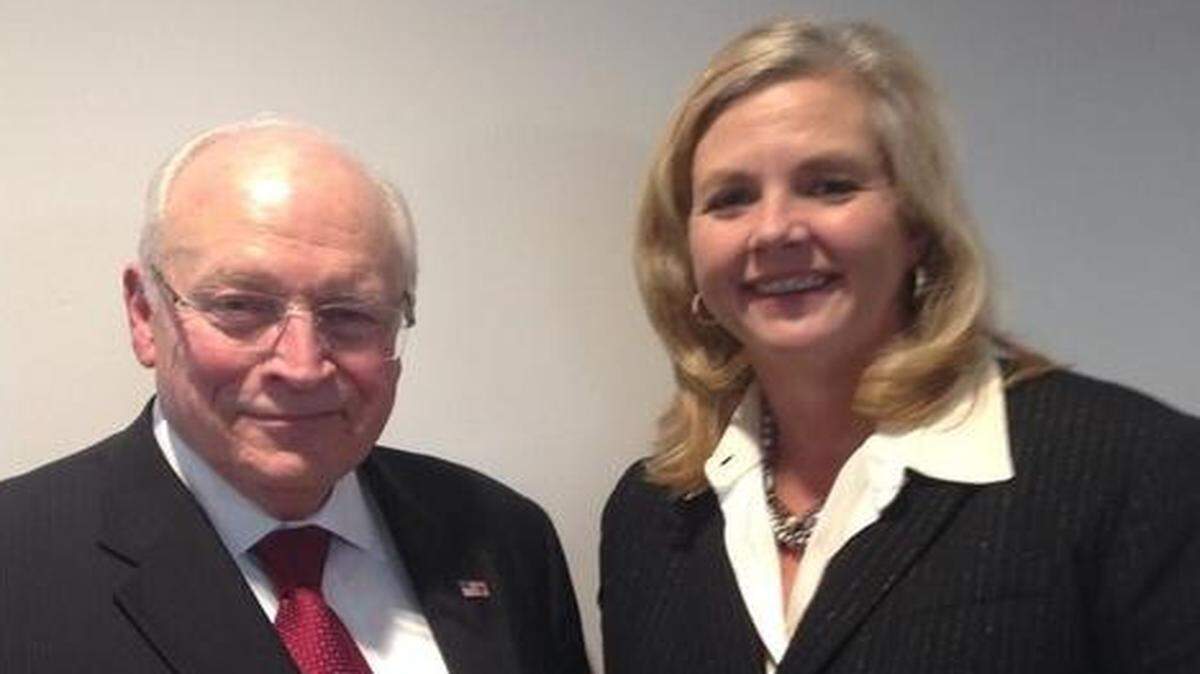 
Catherine Hanaway, a Republican candidate for Missouri governor, posed for a photograph with former Vice President Dick Cheney at a reception for the GOP convention site selection committee Wednesday night in Kansas City.

