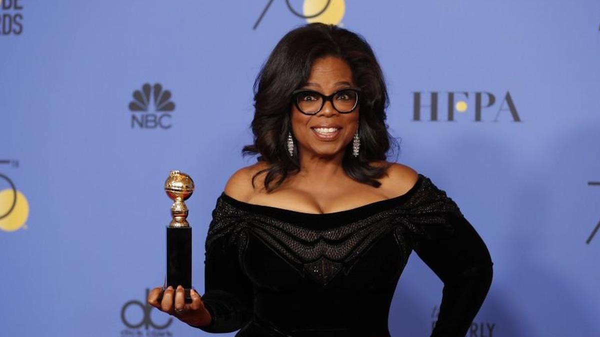 Oprah Winfrey backstage at the 75th Annual Golden Globes at the Beverly Hilton Hotel in Beverly Hills, Calif., on Sunday.