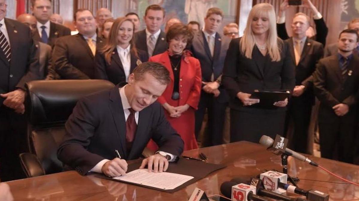 Missouri Gov. Eric Greitens signed right-to-work legislation in February. It is scheduled to go into effect later this month.