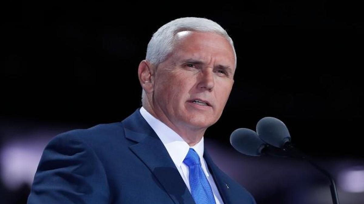 Republican Vice Presidential Nominee Gov. Mike Pence of Indiana speaks during the third day session of the Republican National Convention in Cleveland, Wednesday.
