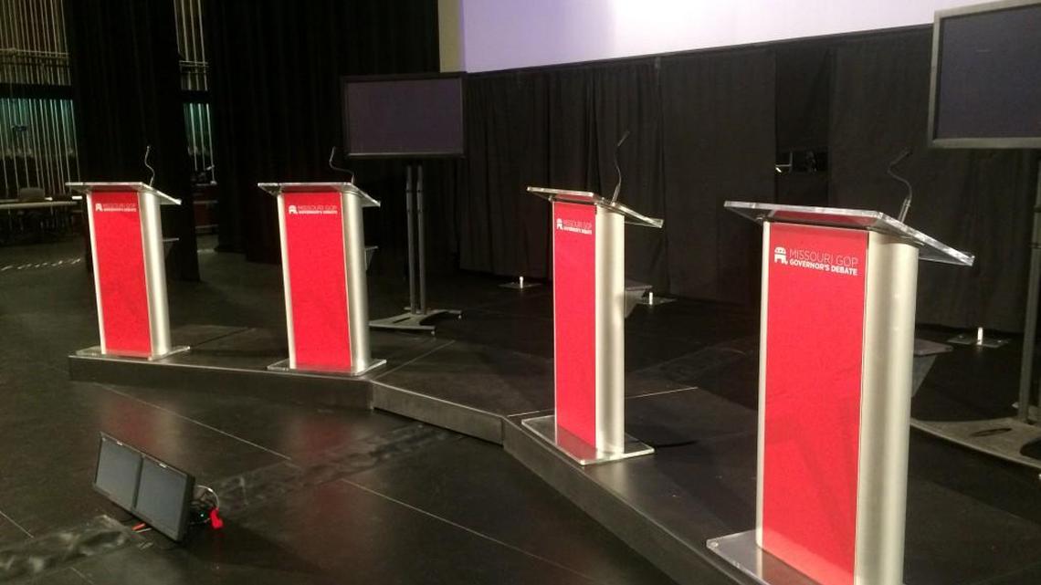The debate stage in St. Louis Wednesday, pre-clash