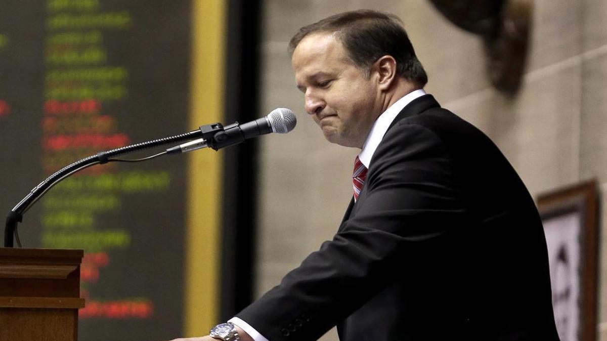Missouri House Speaker John Diehl adressed the body for the final time in May in Jefferson City after admitting he had exchanged sexually suggestive text messages with a Capitol intern.