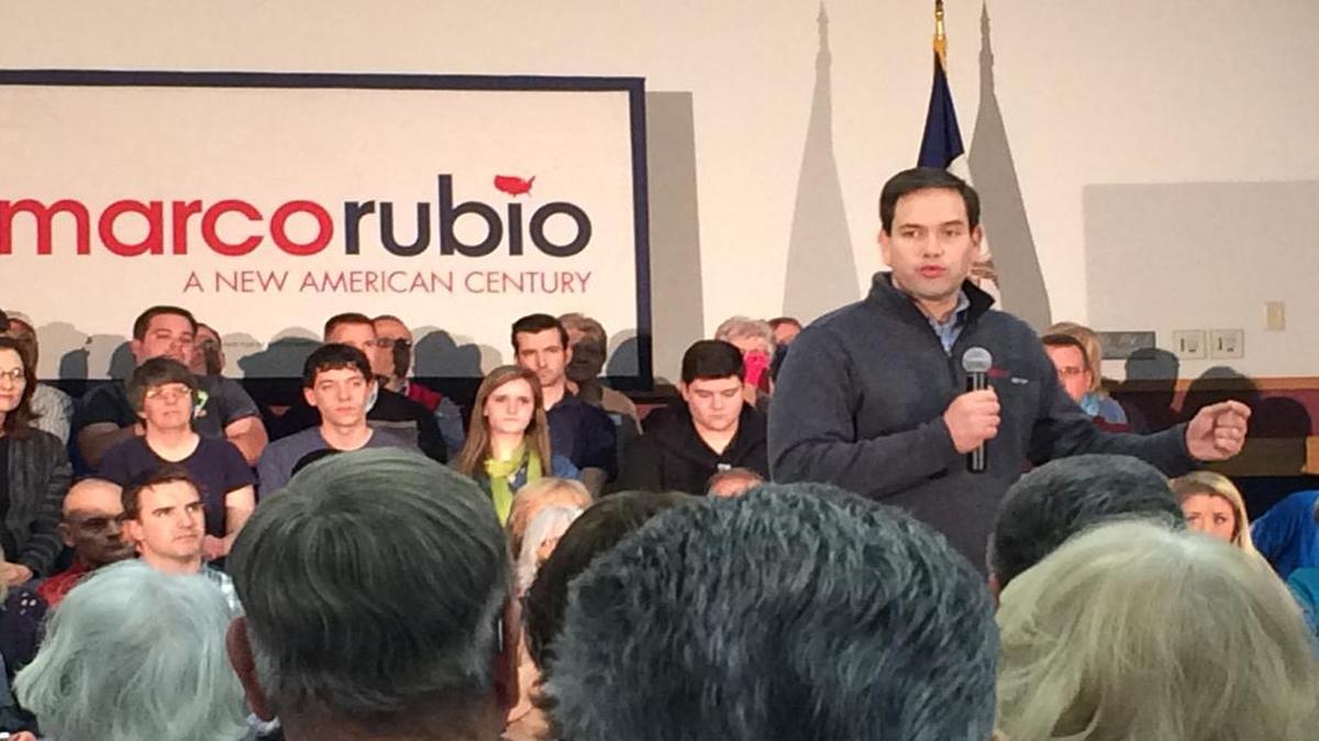 Marco Rubio campaigned Tuesday in Iowa.