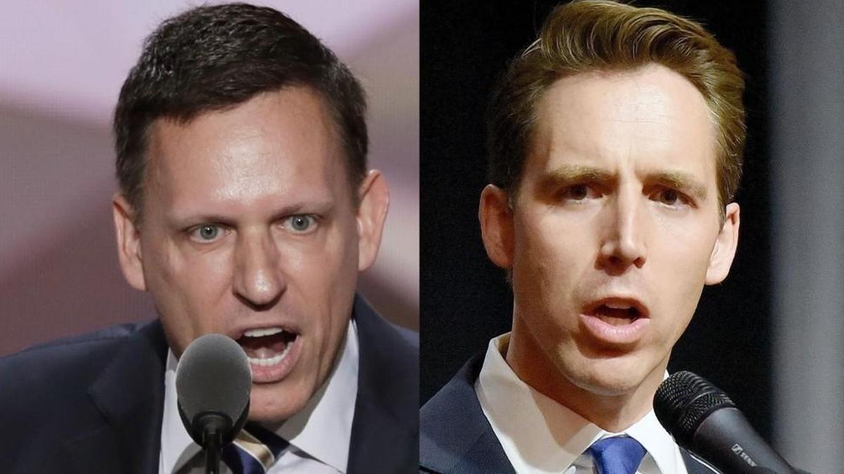 Peter Thiel (left) and Josh Hawley