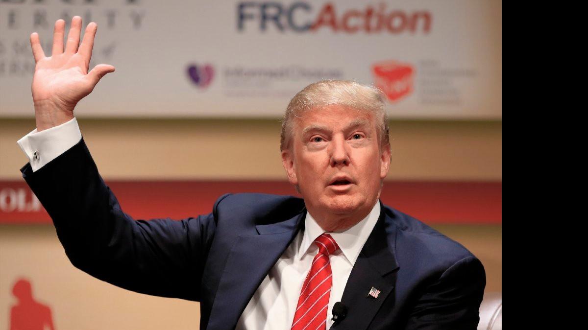 
Republican presidential candidate Donald Trump speaks at the Family Leadership Summit in Ames, Iowa, Saturday, July 18, 2015.

