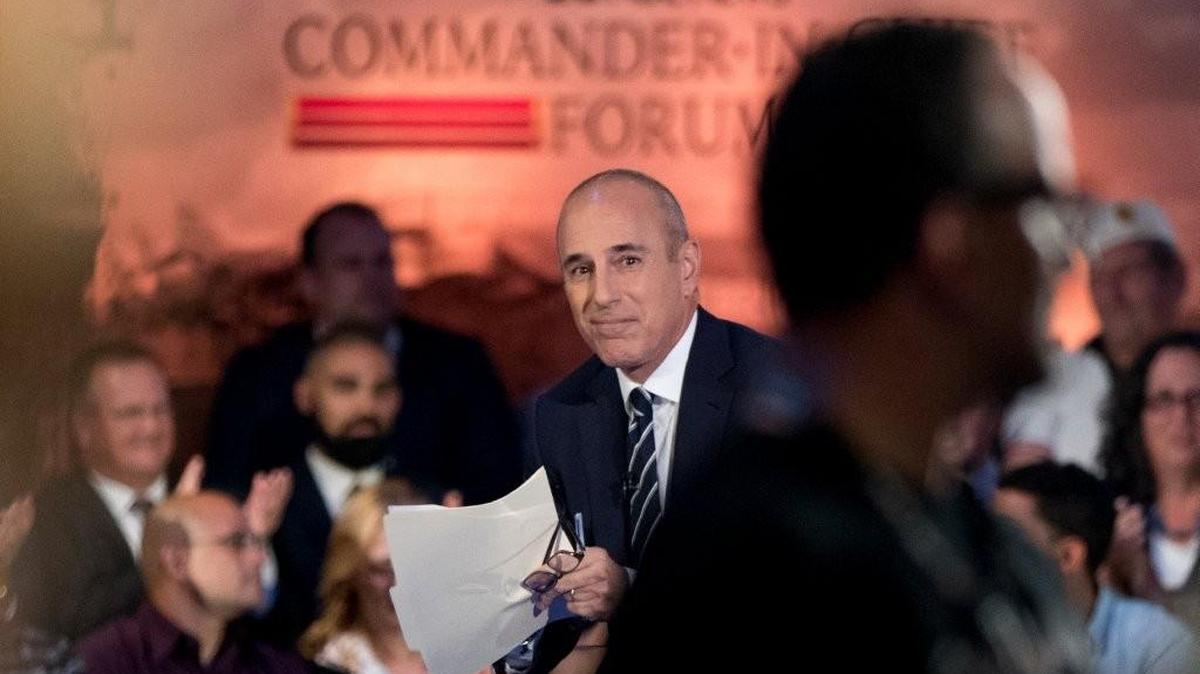 Matt Lauer appears before the NBC Commander-In-Chief Forum held at the Intrepid Sea, Air and Space museum in New York.